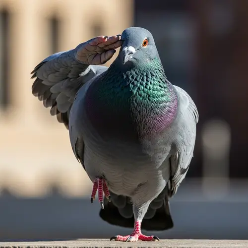 Muscular Pigeon Saluting - Respectful and Detailed Pose
