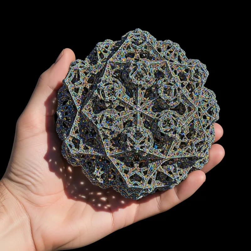 Vibrant Geometrical Fractal Held in Hand