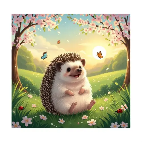 Delightful Hedgehog Illustration in Lush Setting