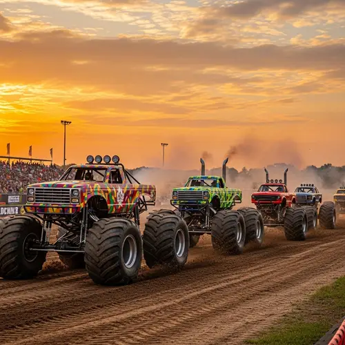 High-Adrenaline Monster Truck Racing Off-Road Scene