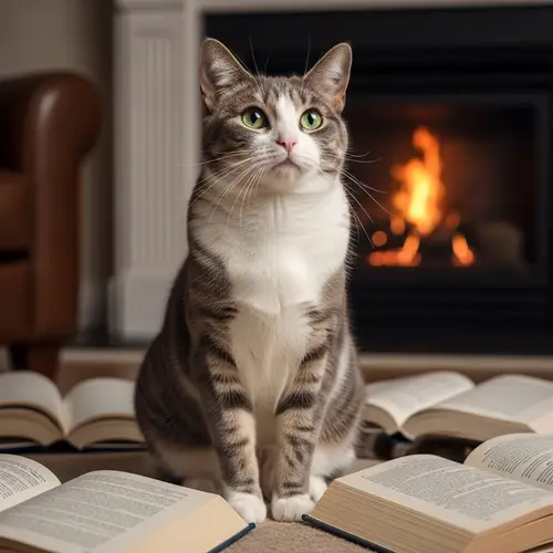 Intelligent Cat in Cozy Room: Bright Eyes & Vibrant Fur