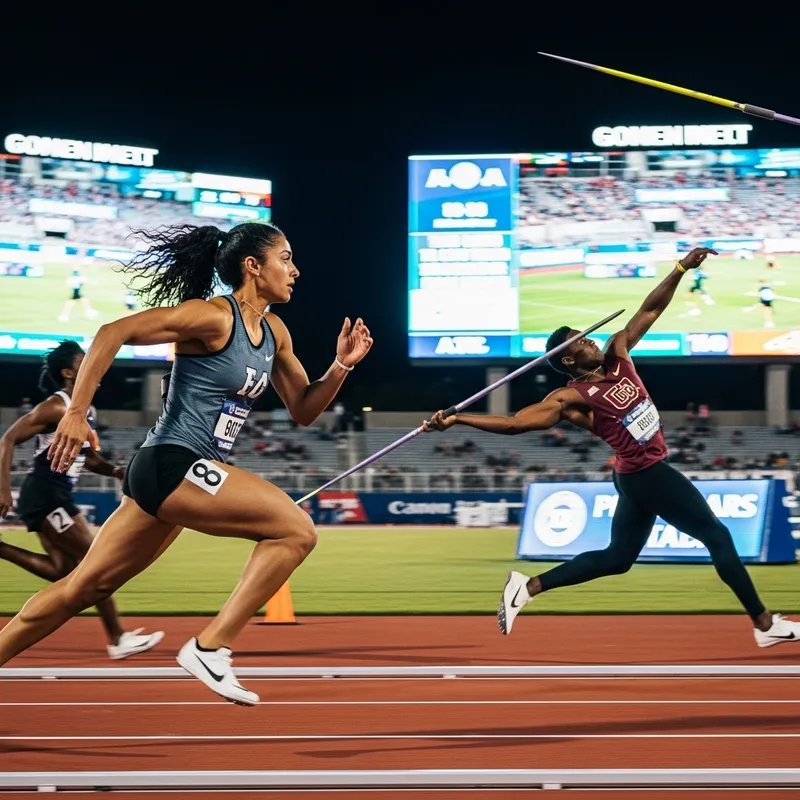 Dynamic University Track and Field Action: Vibrant Sports Photography