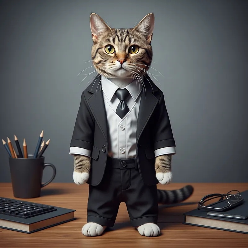 Stylish Cat in Tailored Suit | Modern Feline Fashion