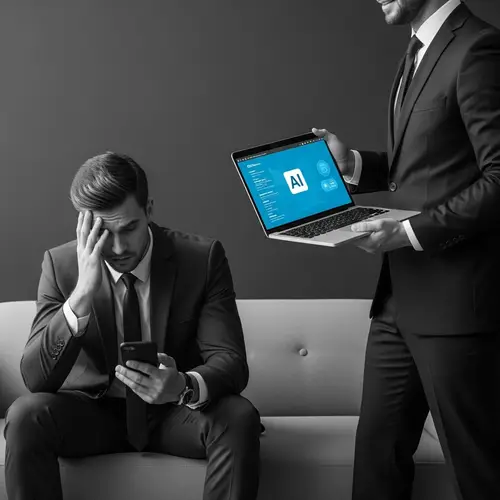 Professional Salesmen Embrace AI Technology in Vintage Noir Setting