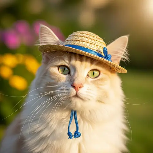 Adorable Fluffy Cat in Stylish Hat | Cute Kitty Photo