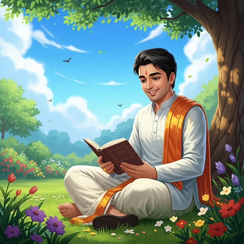 Pleasant Image of a Young South Asian Male in Nature