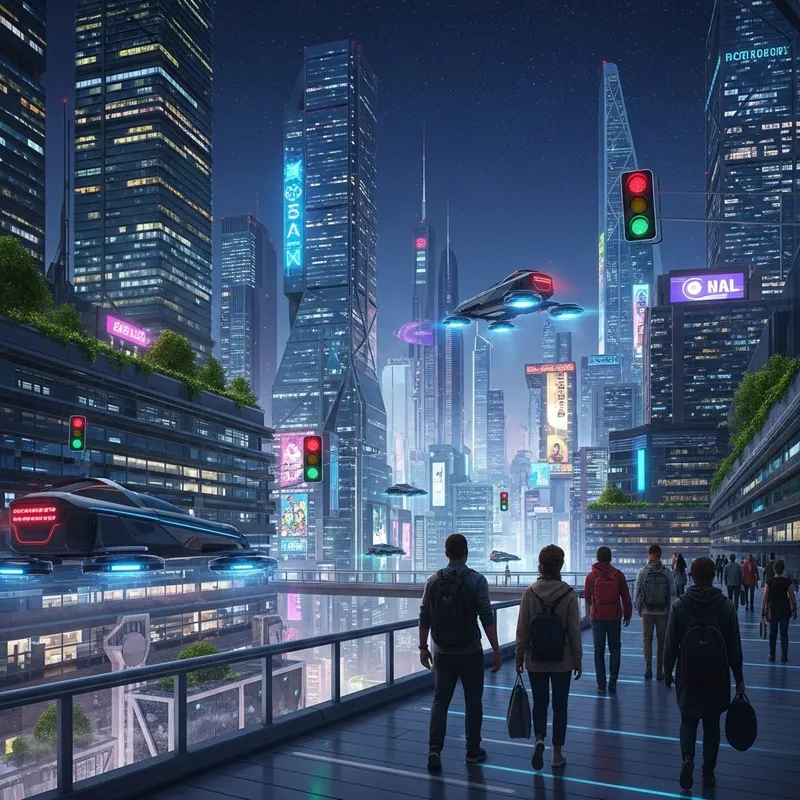 Futuristic City with Dazzling Skyscrapers and Advanced Technology