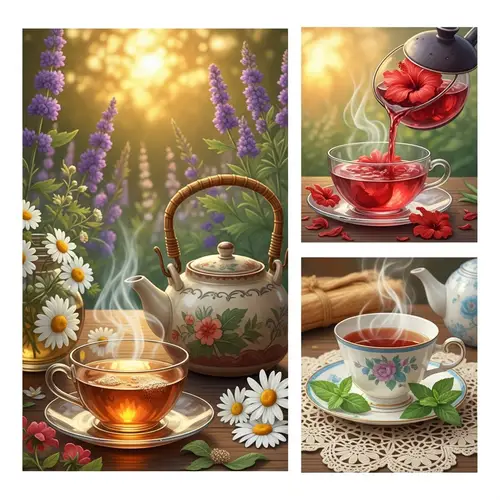 Soothing Herbal Tea Illustrations: Tranquil Garden Scenes