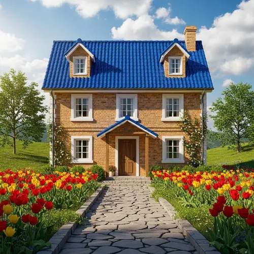 House with Blue Roof - Charming Home