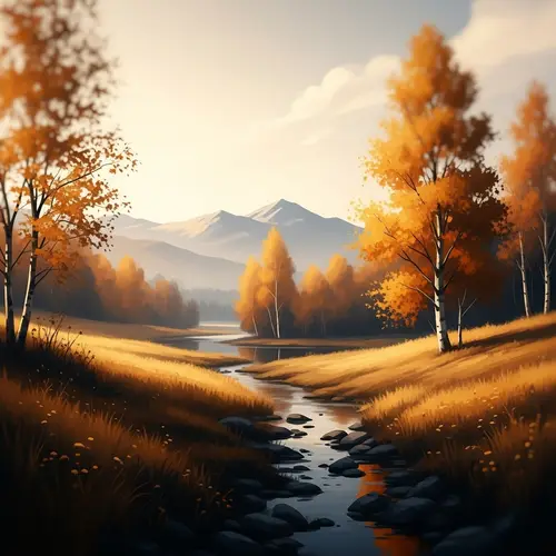 Tranquil Autumn Landscape in Impressionist Style