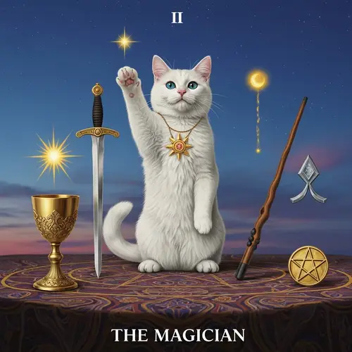White Cat Tarot Card: The Magician Interpretation