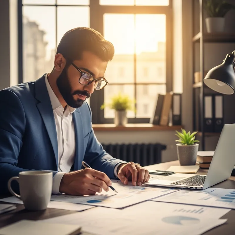 Middle-Eastern Strategy Professional with Glasses | Modern Office Setting