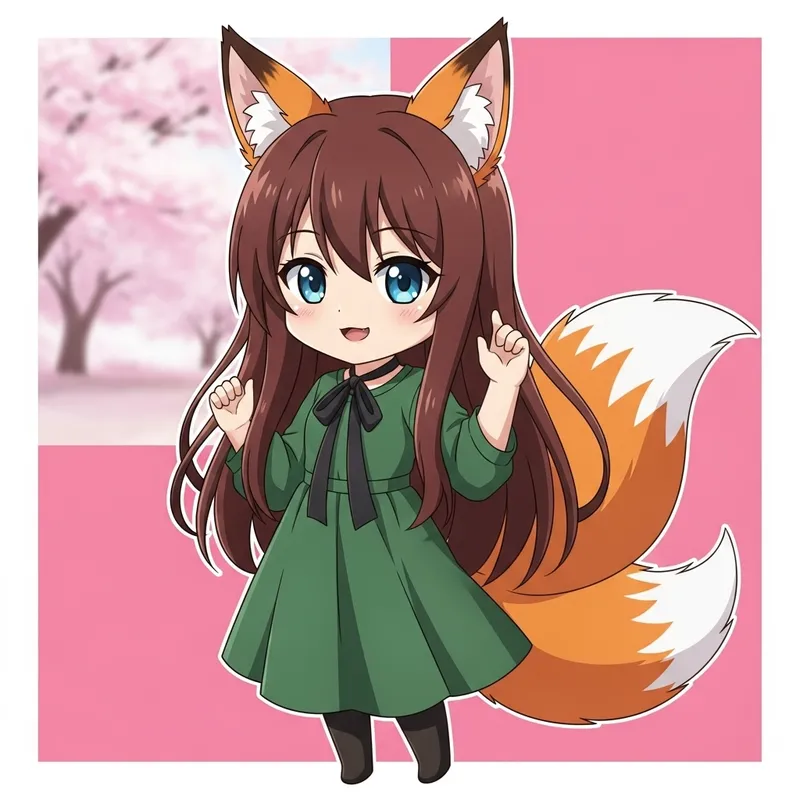 Cute Chibi Anime Fox Girl - Adorable Art