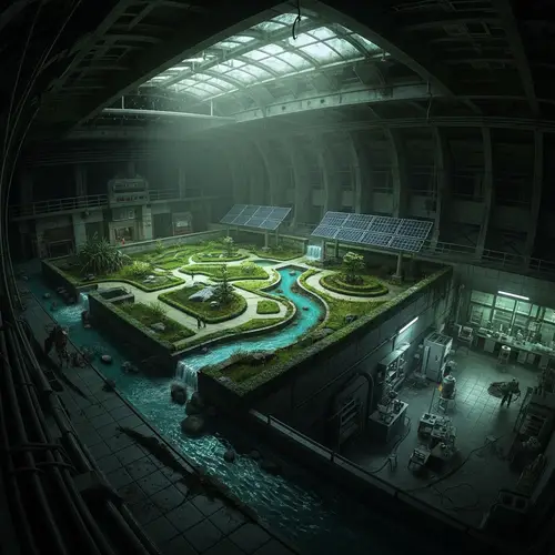 Decrepit Underground Bunker & Eerie Green Area | Horror-Inspired Dystopian Scene