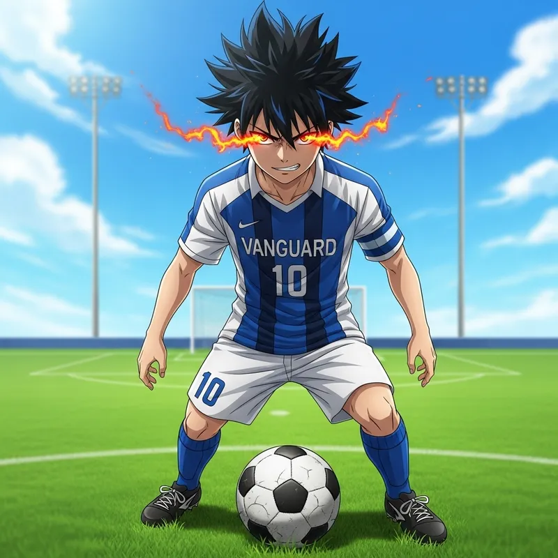 Isagi Yoichi - Determined Male Anime Character in Blue Soccer Uniform
