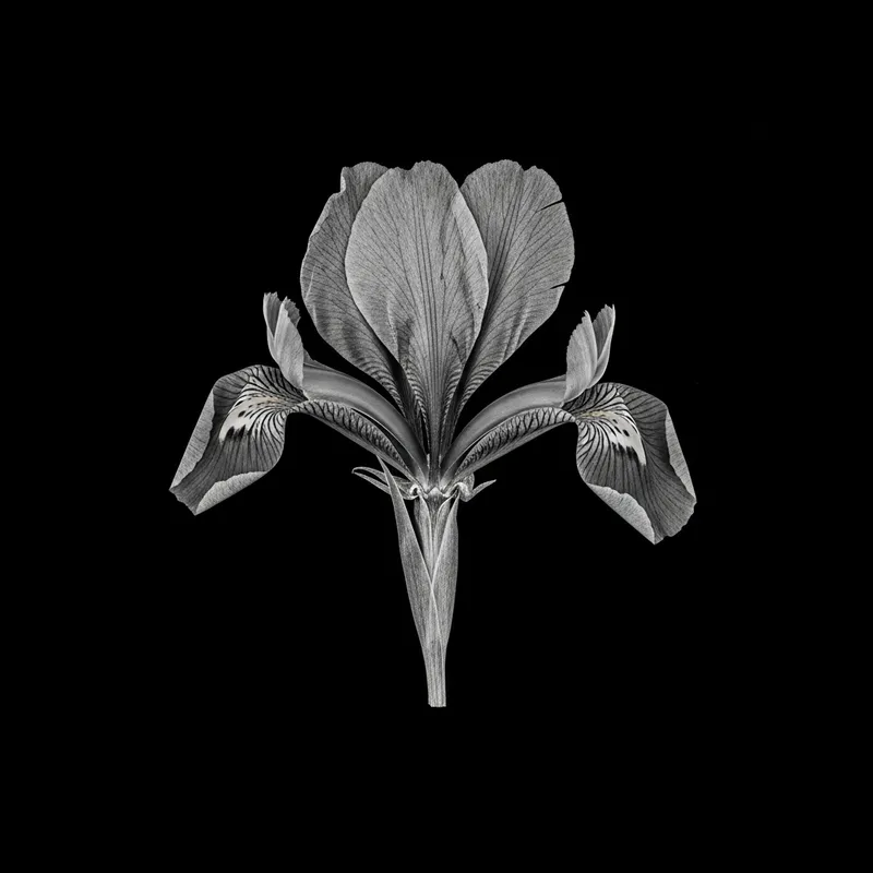 Monochrome Pressed Flower Chimera - Detailed Botanical Photo