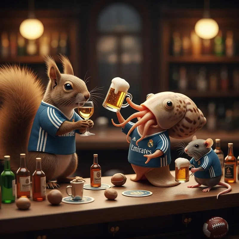 Madrid Bar Scene: Squirrel, Mollusk, and Rat Post Soccer Match Drinks