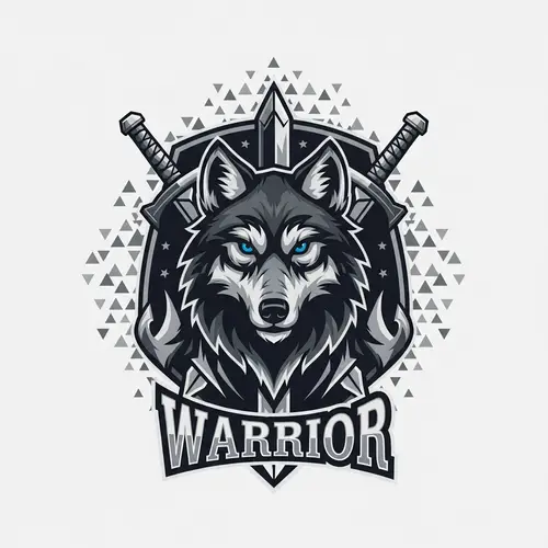 Wolf Warrior Emblem: Silver & Gray Palette with Fierce Silhouette