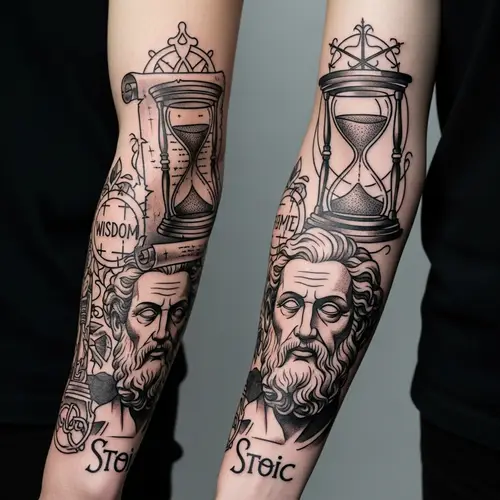 Stoic Philosophy Arm Tattoo Design