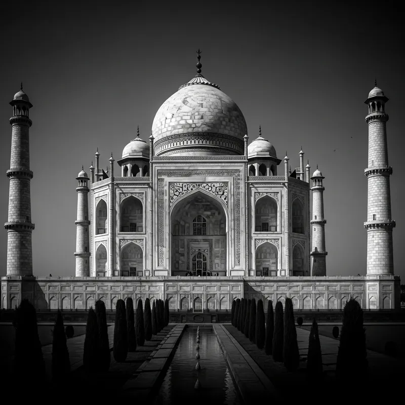 Stunning Black Stone Taj Mahal Replica - Architectural Digital Painting