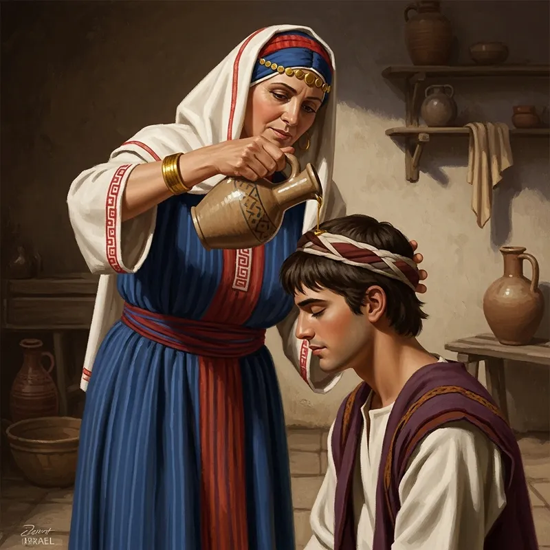 Ancient Israel Oil Anointing Scene