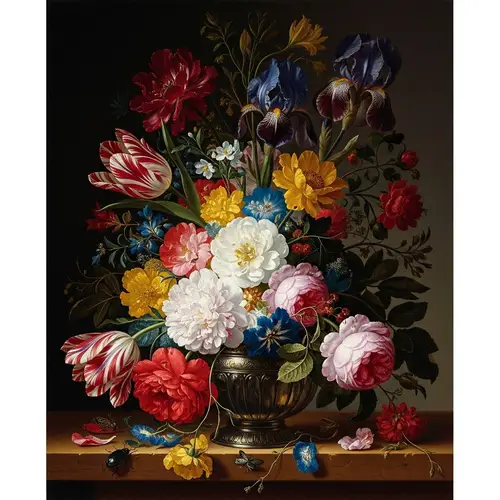 Old Dutch Style Flower Bouquet Art