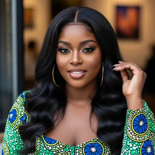 Radiant Dark-Skinned Lady Celebrating Natural Beauty