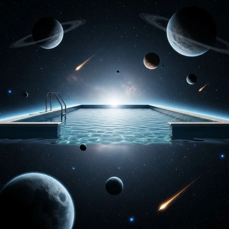 Celestial Pool: Tranquil Oasis Amidst Cosmic Chaos