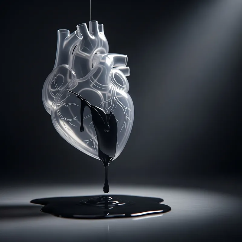 Plastic Heart Leaking Black Liquid - Dark Fantasy Art