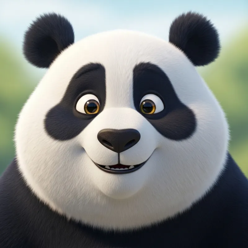 Cheerful Disney Panda Face - Animated Characters