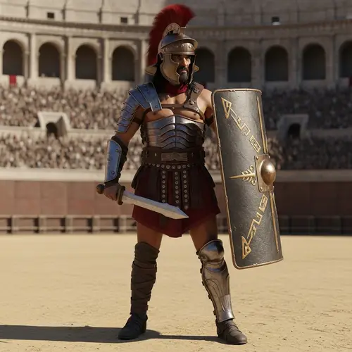 Mighty Gladiator in Roman Colosseum: Spectacular Scene