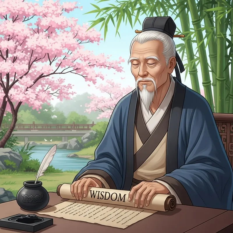 Chinese Philosopher in Bamboo Garden