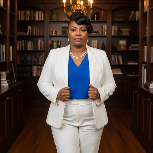 Empowered Black Woman in Sophisticated Home Library