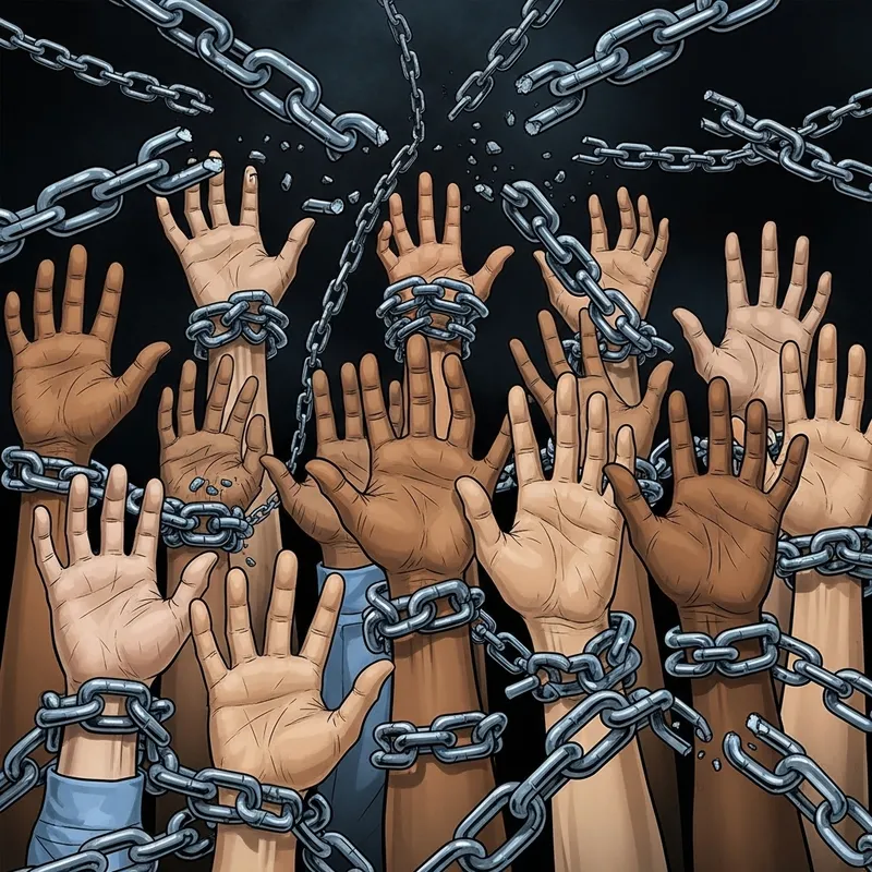 Diverse Hands Breaking Free: Symbol of Liberation