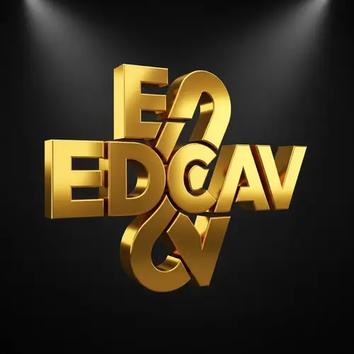 Golden 3D Logo Design for EDCAV | Black Background