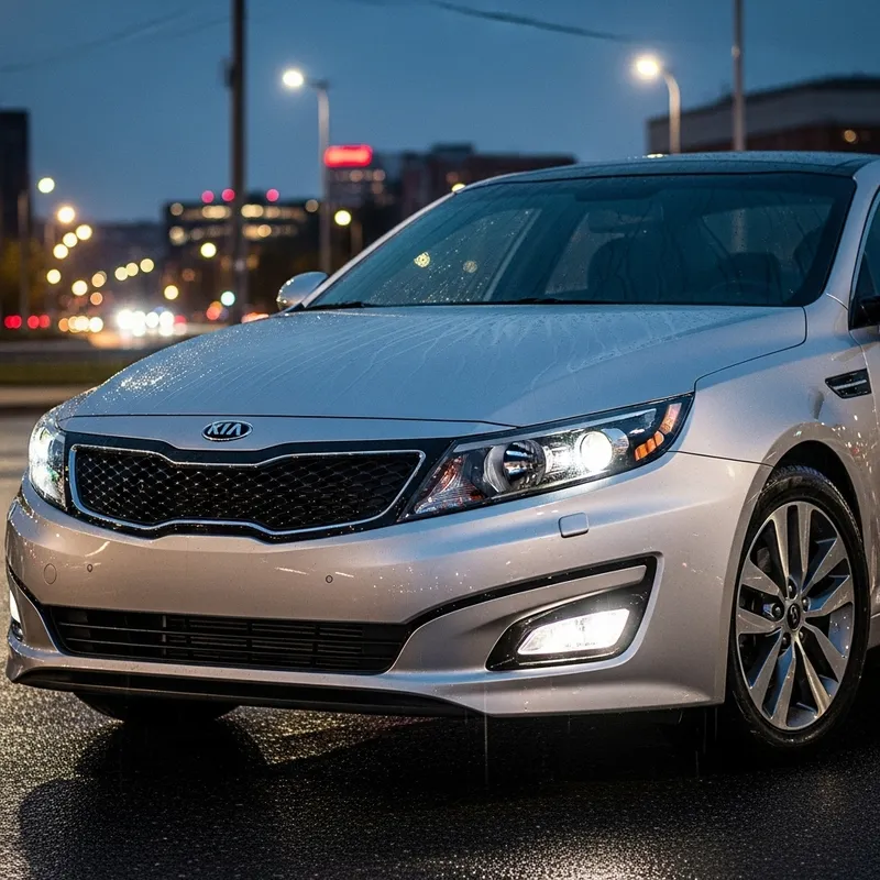 2013 Kia Optima Silver Front Night Roadway View in 4K
