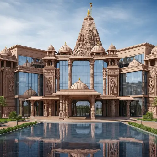 Modern Hindu Convention Center Design | Architectural Rendering
