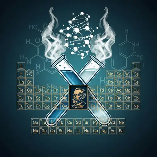 Mendeleev's Periodic Table Logo with Chemistry Elements