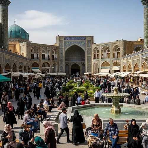 Bustling Persian Square - Traditional Architecture & Vendors