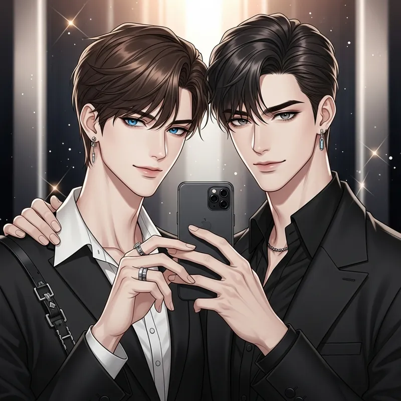 Stylish Korean Couple in Modern Black and White Fashion