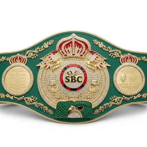 Emerald Green Championship Boxing Belt with Faux Diamonds