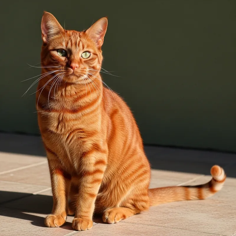 Radiant Crimson Cat with Sparkling Green Eyes