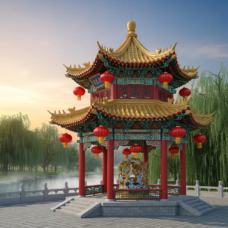 金美亭: Traditional Chinese Pavilion & Landscape