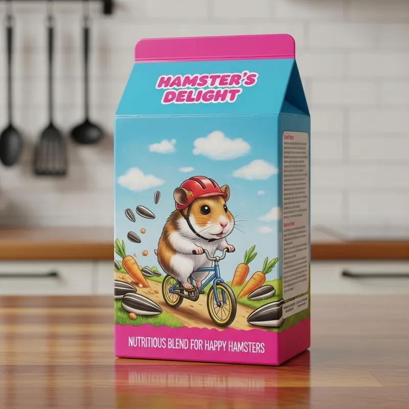 Draw Hamster Food Box with Hamster on Bike