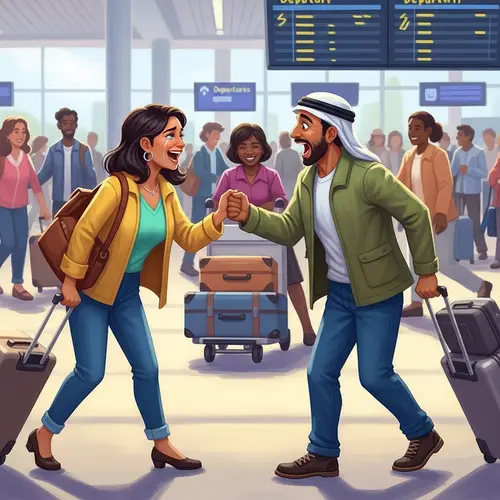 Heartwarming Airport Reunion: Joyous Embrace of Dear Friends