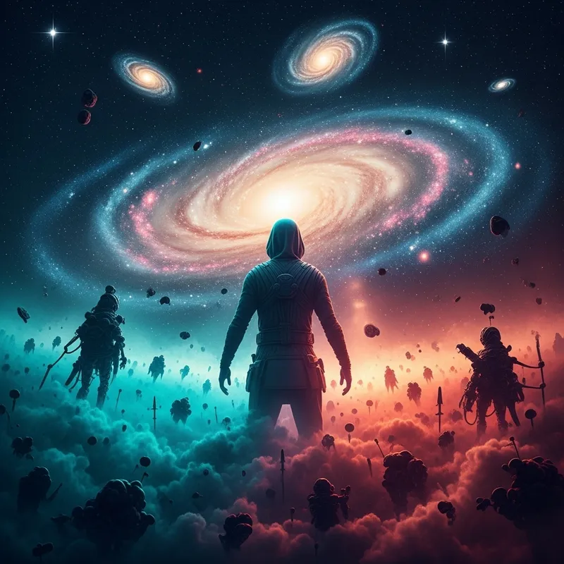 Cosmic Beauty: Otherworldly Creature in Vibrant Nebula Fantasy