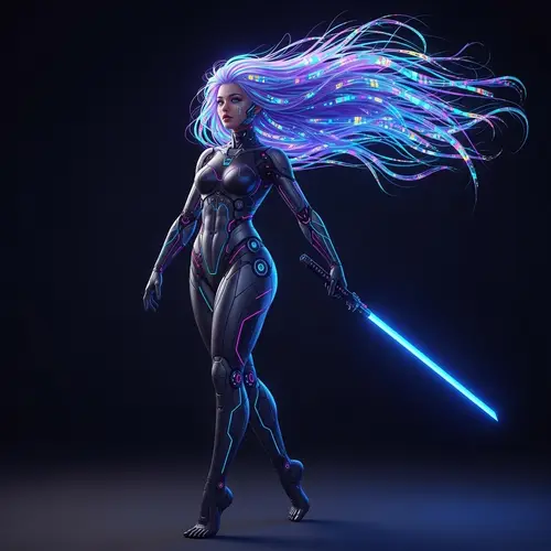 Futuristic 8K Ultra HD Illustration of Cybernetic Woman