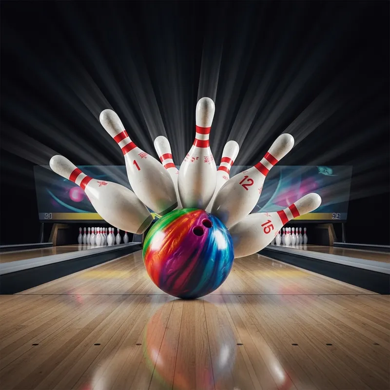 High-Energy Bowling Ball Collision | Vibrant Colors & Action High-Energy Bowling Ball Collision | Vibrant Colors & Action