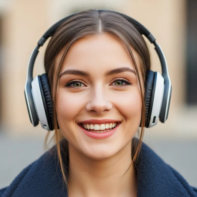 Vibrant Portrait of a Young Russian Woman in Headphones