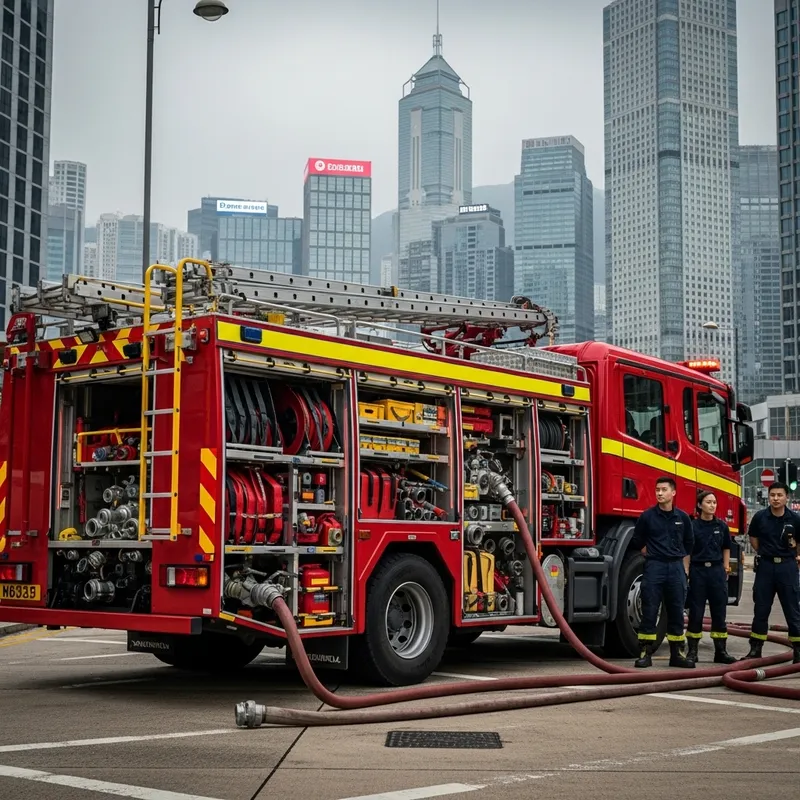 Hong Kong Fire Services Pump Truck Ready for Action